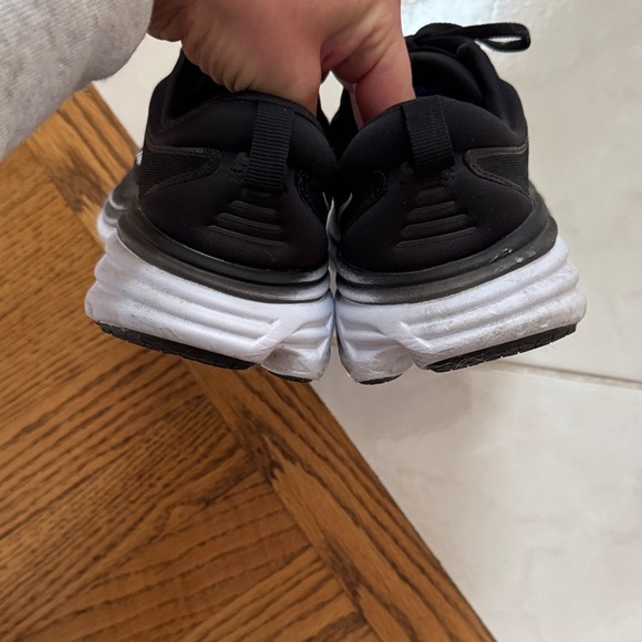 Hoka Black and White Athletic Shoes Bondi 8 - Picture 4 of 6